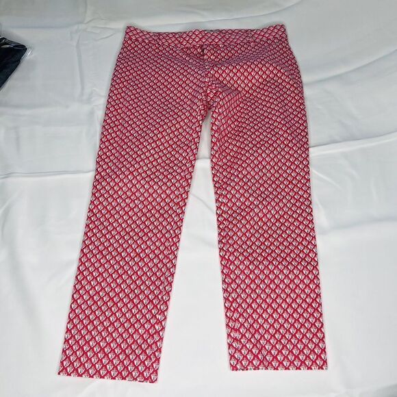 GAP Woman Size 6P Pink Slim Cropped Capri Pants Geometric Spring Summer 0812 - Picture 8 of 14